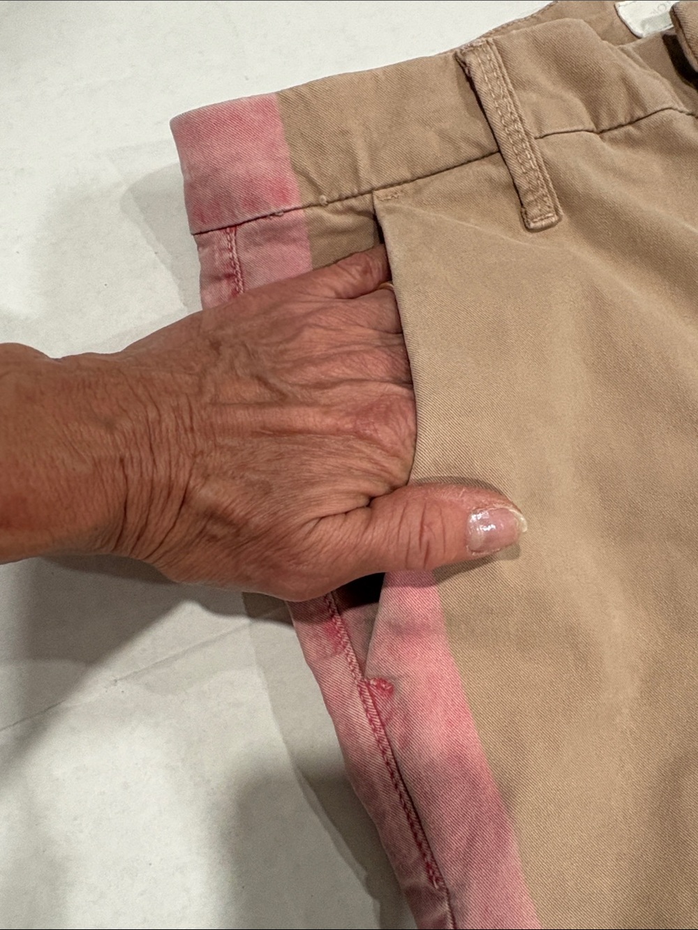 MOTHER Tan Ankle Jeans with Pink Side Stripe - Picture 6 of 8